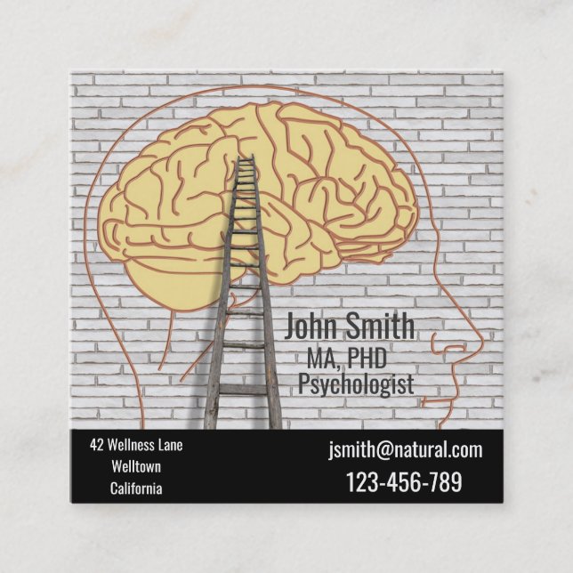 Freelance Psychologist Therapist or Psychiatrist Square Business Card (Front)