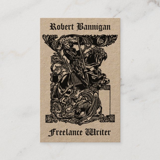 Freelance Services Mediaeval Knight 1925 Template Business Card (Front)