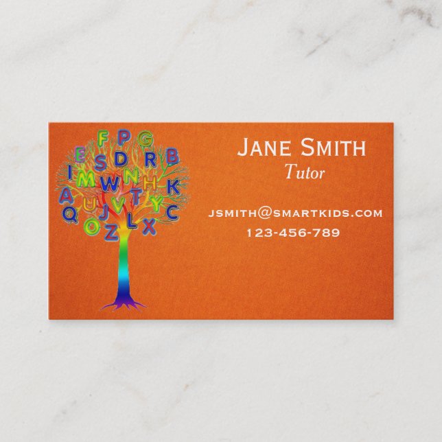 Freelance tutor or teacher for any subject business card (Front)