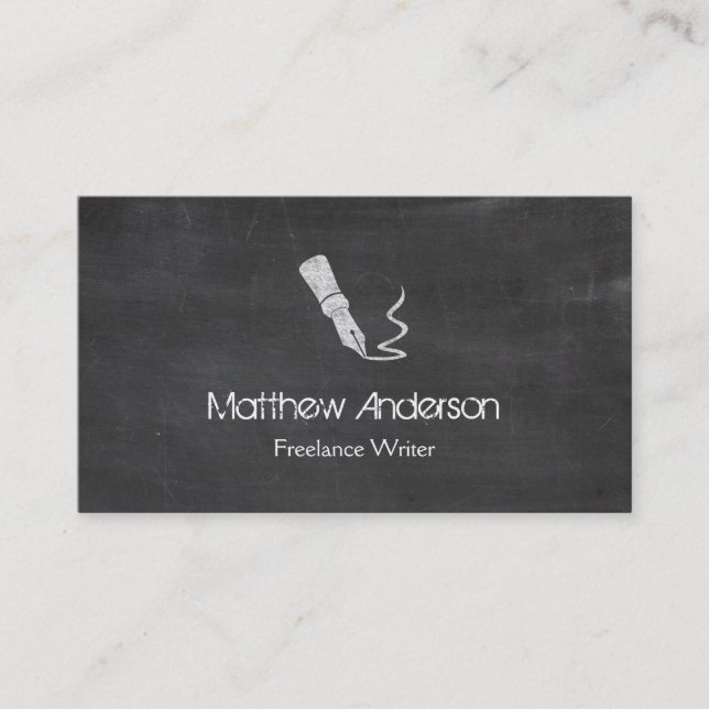 Freelance Writer - Blackboard Chalkboard Look Business Card (Front)