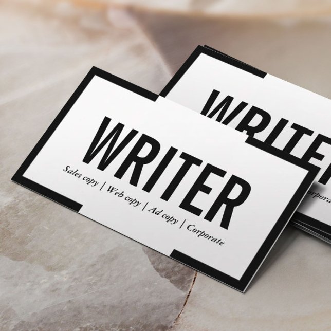 Freelance Writer Bold Text Black Border Business Card (Creator Uploaded)