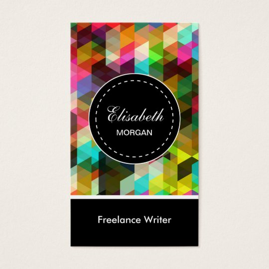 Freelance Writer- Colourful Mosaic Pattern Business Card