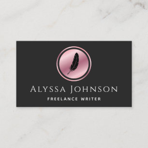 Freelance Writer Copywriter Minimal Rose Gold Logo Business Card