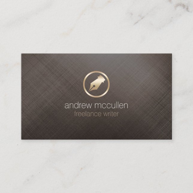 Freelance Writer Gold Pen NIb Icon Publishing Business Card (Front)