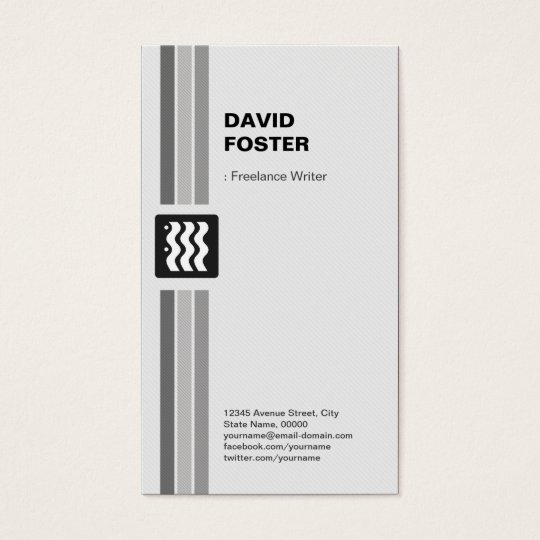 Freelance Writer - Modern Black White Business Card