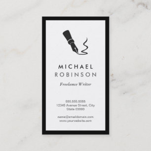 Freelance Writer Pen Logo - Retro Black and White Business Card