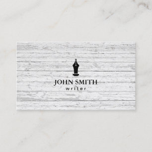 Freelance Writer Pen Logo Rustic Wood Business Card