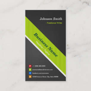 Freelance Writer - Premium Black and Green Business Card