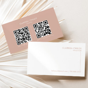 Freelancer Blush White Formal Minimalist Qr Code Business Card