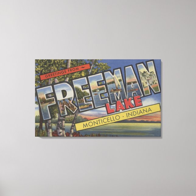 Freeman Lake - Large Letter Scenes Canvas Print (Front)