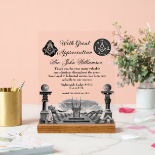 Freemason Appreciation Award Acrylic Sign