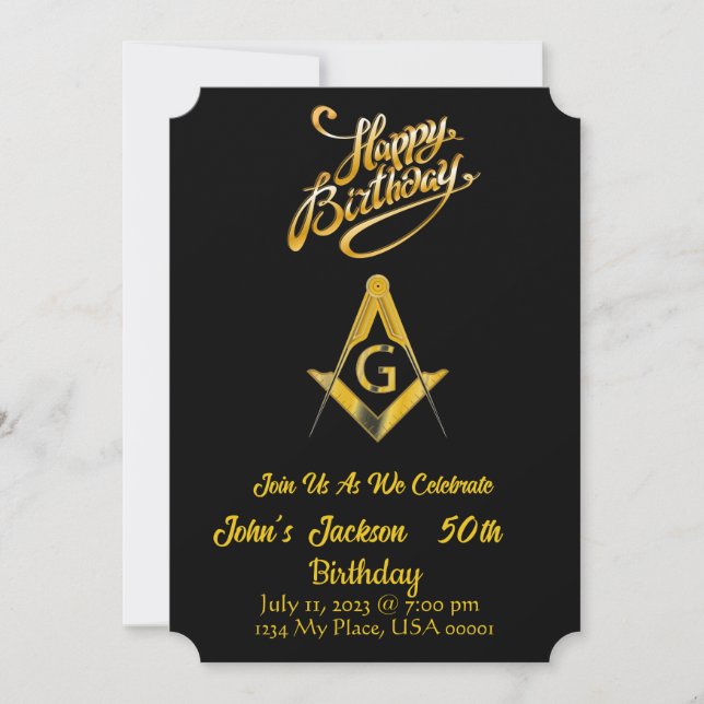 Freemason Birthday Invitation (Front)