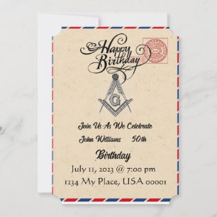 Freemason Birthday Invitation