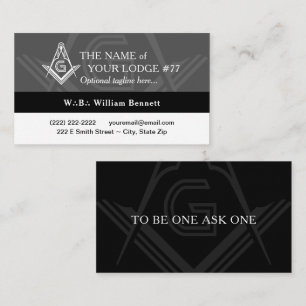 Freemason Black and White Masonic Business Card