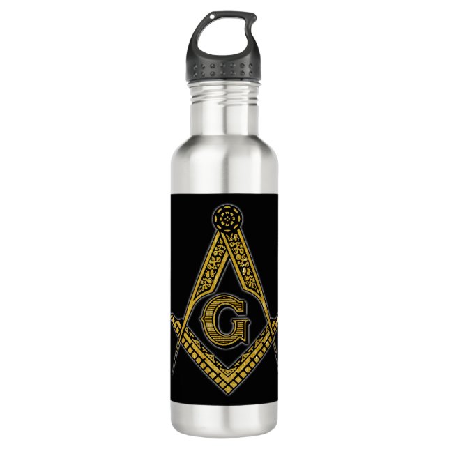 Freemason (Black & Gold) 710 Ml Water Bottle (Front)