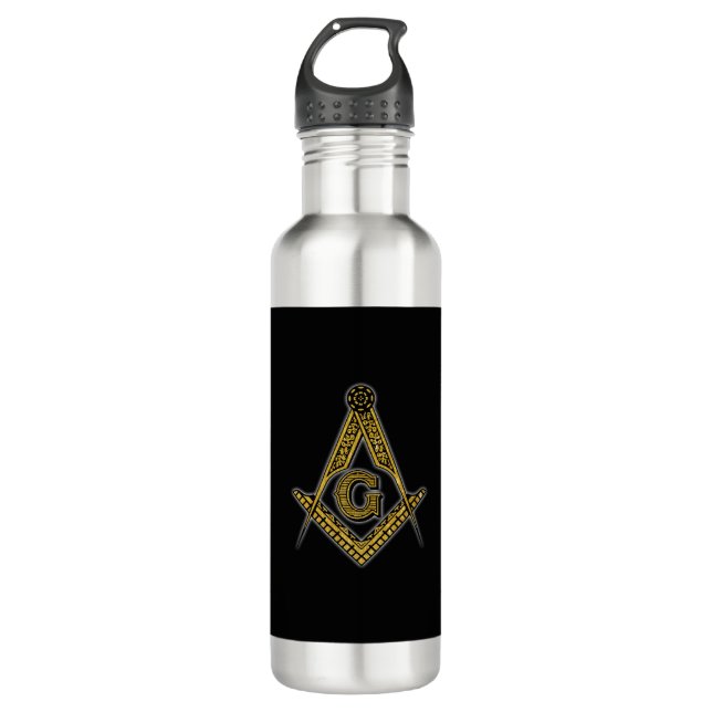 Freemason (Black & Gold) 710 Ml Water Bottle (Front)