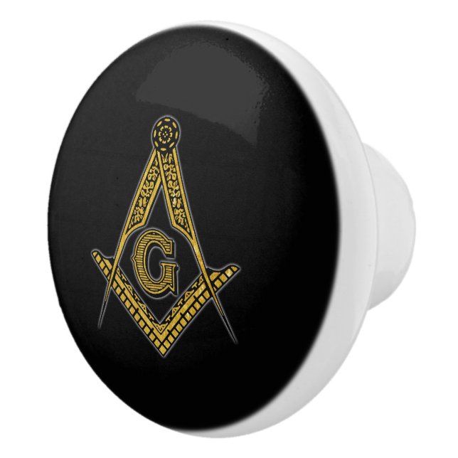 Freemason (Black & Gold) Ceramic Knob (Right)