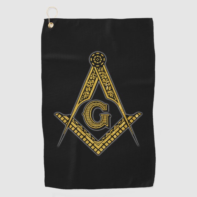 Freemason (Black & Gold) Golf Towel (Front)