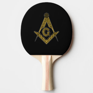 Freemason (Black & Gold) Ping Pong Paddle