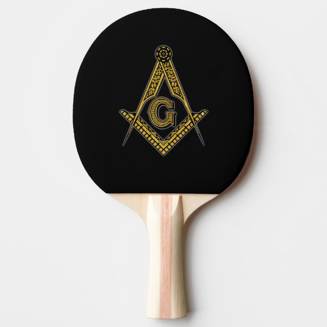 Freemason (Black & Gold) Ping Pong Paddle (Front)