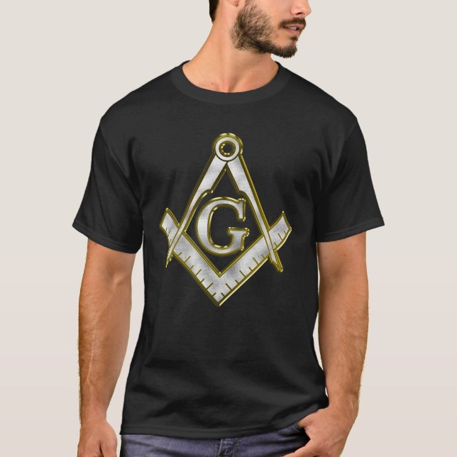 Freemason Bling Square Compass Gold/Silver T-Shirt (Front)