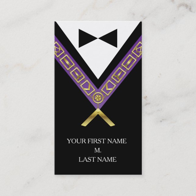 Freemason Business Cards - Masonic Purple & Gold (Front)