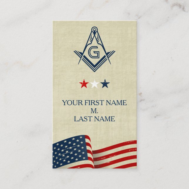 Freemason Business Cards | Old Glory American Flag (Front)
