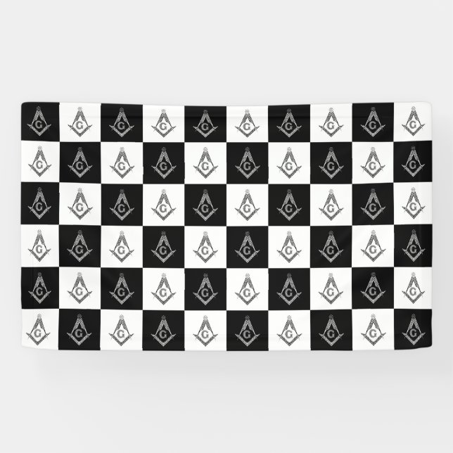 Freemason Checkered Pattern Banner (Horizontal)
