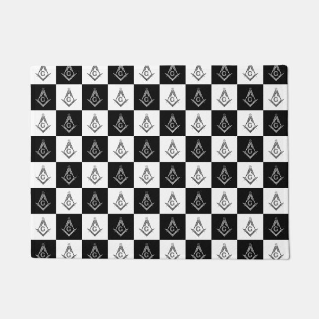 Freemason Checkered Pattern Doormat (Front)
