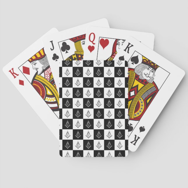 Freemason Checkered Pattern Playing Cards (Back)