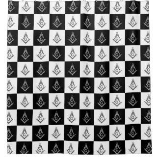 Freemason Checkered Pattern Shower Curtain