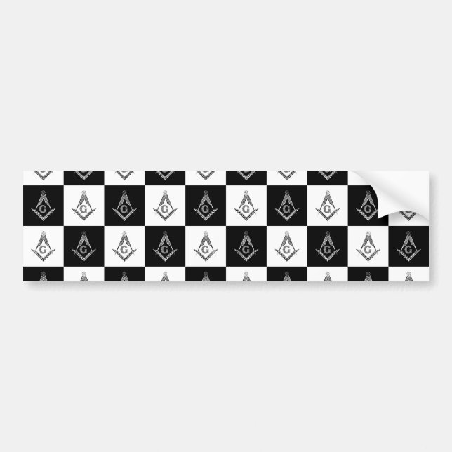 Freemason Chequered Pattern Bumper Sticker (Front)
