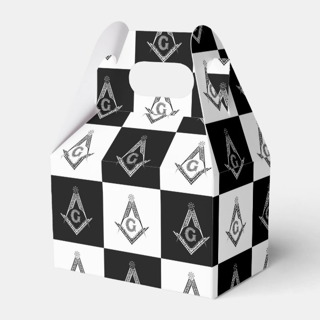 Freemason Chequered Pattern Favour Box (Front Side)