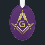 Freemason Christmas Ornament |  Masonic Gifts<br><div class="desc">Searching for personalised masonic gifts? Here is a unique freemason Christmas ornament that you are able to easily customise, and is quite suitable for Grand Lodge friends and family who love the purple and gold! The front side design of this personalised holiday tree ornament depicts a modern, gold square and...</div>