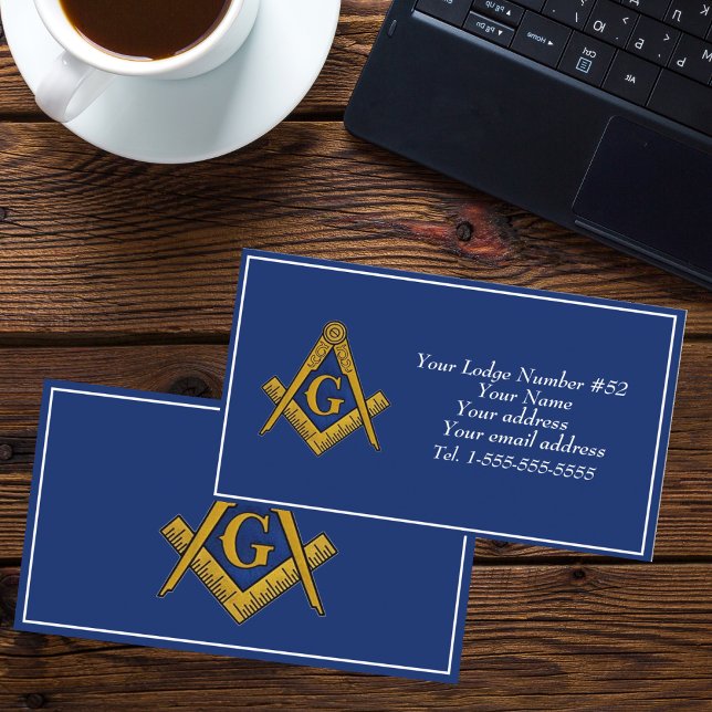 Freemason Freemasonry Symbol Masonic Blue Business Card (Creator Uploaded)
