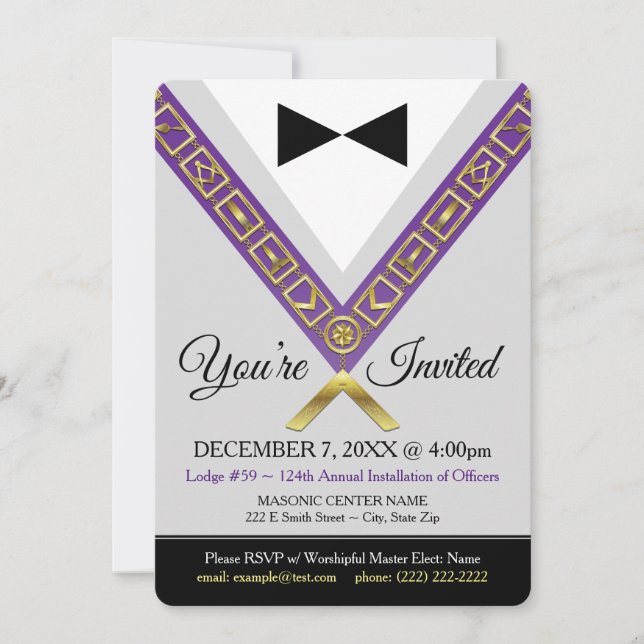 Freemason Invitation - Grand Master Masonic Jewel (Front)