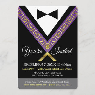 Freemason Invitation - Purple & Gold Masonic Jewel