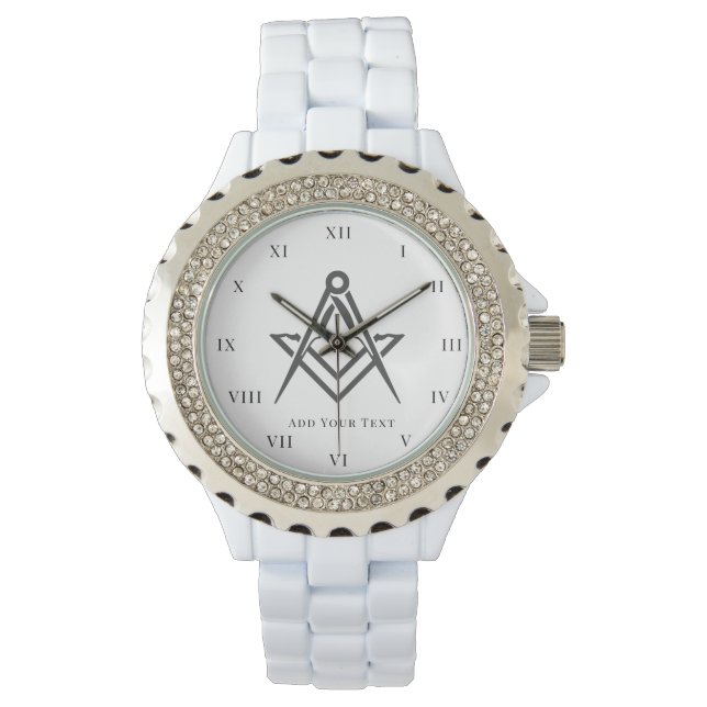 Freemason Ladies Night Square Compass Masonic Gift Watch (Front)