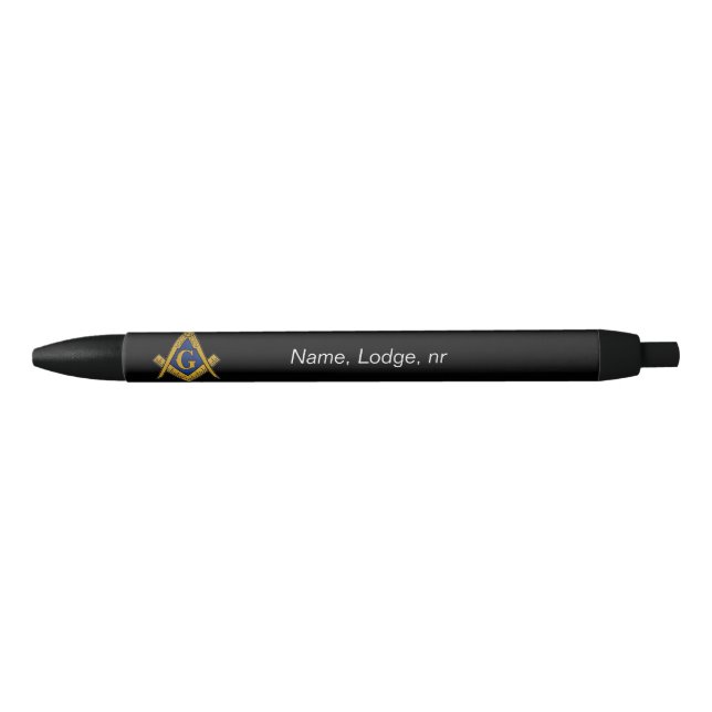 Freemason Masonic Black and gold Ink Pen (Front)