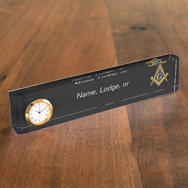 Freemason Masonic Black and gold Nameplate (Side)