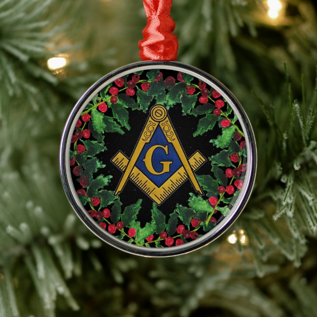 Freemason Masonic Christmas Wreath Rustic Metal Tree Decoration (Tree)