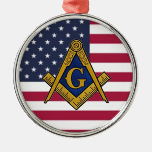 Freemason Masonic Freemasonry American Flag Metal Tree Decoration
