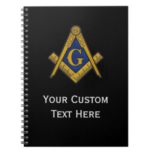 Freemason Masonic Gifts Square and Compass Black Notebook