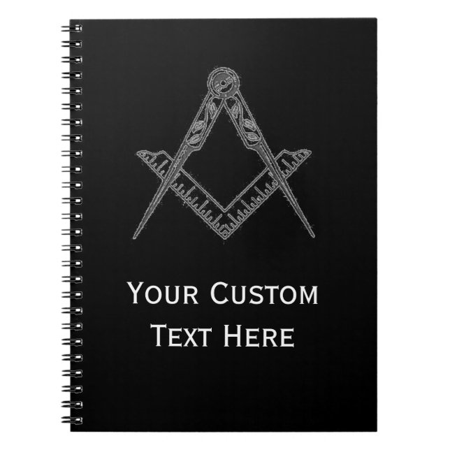 Freemason Masonic Gifts Square and Compass Black Notebook (Front)