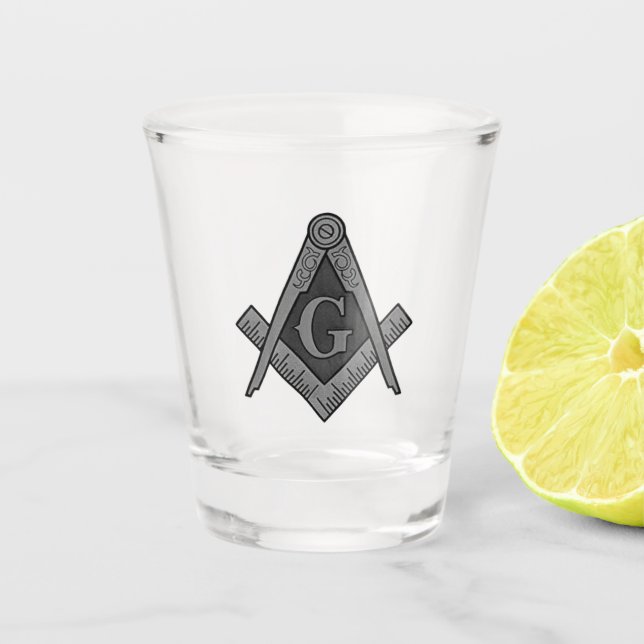 Freemason Masonic Gifts Symbol Compass Mason Shot Glass (Front)