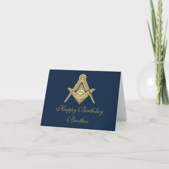 Freemason Masonic Mason Freemason Birthday Thank You Card (Front)