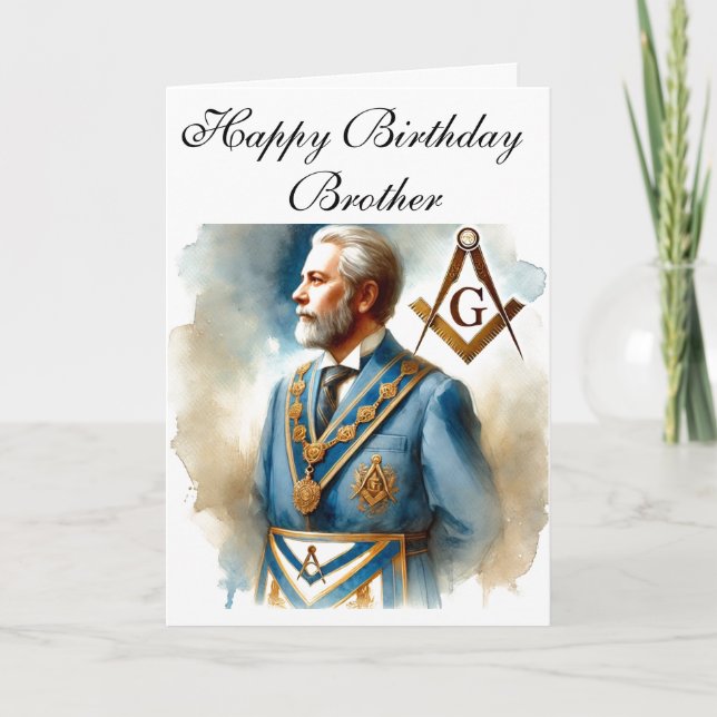 Freemason Masonic Mason Freemason Birthday Thank You Card (Front)