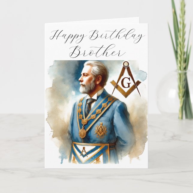 Freemason Masonic Mason Freemason Birthday Thank You Card (Front)