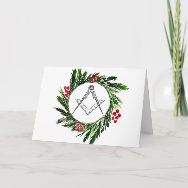 Freemason Masonic Mason Freemason Christmas Thank You Card (Front)