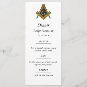Freemason Masonic Masonry Dinner Food Menu